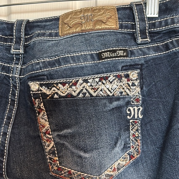 Miss Me Signature Boot women’s blue embroidered pocket boot cut jeans size 30 - Picture 8 of 11